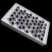 Resin ringen, Zinc Alloy, met Hars, voor vrouw & met strass, gemengde kleuren, 20x20x3mm, 50pC's/box, Verkocht door box