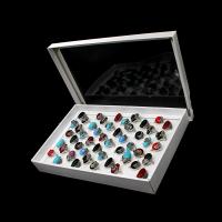 Resin fingerring, Zinc Alloy, med Resin, for kvinde, blandede farver, 20x20x3mm, 50pc'er/Box, Solgt af Box