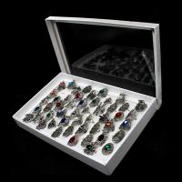 Indkøbskurv fingerring, Zinc Alloy, for kvinde & med rhinestone, blandede farver, 20x20x3mm, 50pc'er/Box, Solgt af Box