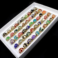 Zinc Alloy Finger Ring with enamel for woman & with rhinestone mixed colors Sold By Box