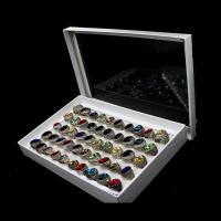 Zinc Alloy fingerring, med Resin, Unisex, blandede farver, 20x20x3mm, 50pc'er/Box, Solgt af Box