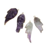 Natuurlijke Quartz Hangers, Messing, met Amethist, Vleugelvorm, purper, Verkocht door PC