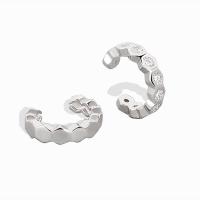 Fashion Øreringe Cuff, Messing, forgyldt, for kvinde & med rhinestone, flere farver til valg, 13x3mm, Solgt af PC