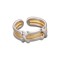 Messing Cuff fingerring, forgyldt, Justerbar & for kvinde, flere farver til valg, 7.20mm, Solgt af PC