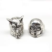 Zinc Alloy Fingerring, Skull, for mennesket, sølv, 200x200x30mm, 50pc'er/Box, Solgt af Box