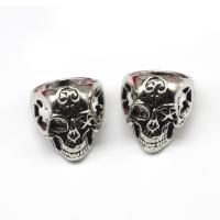 Zink Alloy Finger Ring, Skull, för människan, silver, 200x200x30mm, 50PC/Box, Säljs av Box