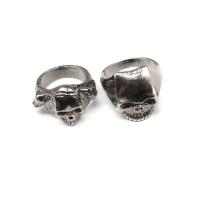 Zink Alloy Finger Ring, Skull, för människan, silver, 200x200x30mm, 50PC/Box, Säljs av Box