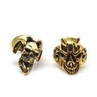 Zinc Alloy Fingerring, Skull, for mennesket, gylden, 200x200x30mm, 50pc'er/Box, Solgt af Box