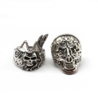 Zinc Alloy Fingerring, Skull, for mennesket, sølv, 200x200x30mm, 50pc'er/Box, Solgt af Box