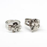 Zinc Alloy Fingerring, Skull, Justerbar & for mennesket, sølv, 200x200x30mm, 100pc'er/Box, Solgt af Box