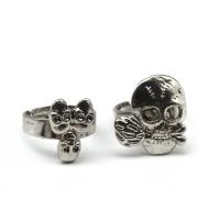 Zinc Alloy Fingerring, Skull, for mennesket, sølv, 200x200x30mm, 100pc'er/Box, Solgt af Box