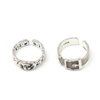 Zinc Alloy Fingerring, for mennesket, sølv, 200x200x30mm, 100pc'er/Box, Solgt af Box