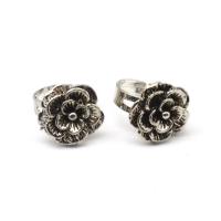 Zinc Alloy fingerring, Flower, for kvinde, sølv, 200x200x30mm, 100pc'er/Box, Solgt af Box