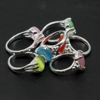 Cats Eye Fingerring, Zink Alloy, med Cats Eye, Unisex, blandade färger, 20x20x3mm, 100PC/Bag, Säljs av Bag