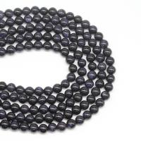 Natural Blue Goldstone Beads Blue Sandstone Round DIY blue Sold Per 38 cm Strand