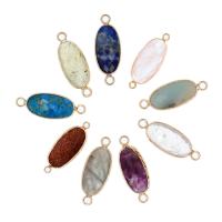 Gemstone stik, Messing, med Ædelsten, Long Oval, facetteret, flere farver til valg, 28x11x6mm, Solgt af PC