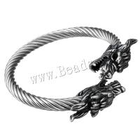 acier inoxydable bracelet manchette, dragon, pour homme & noircir, 36x14mm, 6mm, Diamètre intérieur:Environ 56x50mm, Vendu par PC