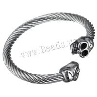 Stainless Steel Cuff Bangle, Skull, for mennesket & sværte, 16.5x12mm,6mm, Indvendig diameter:Ca. 56x50mm, Solgt af PC