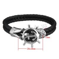 Cruach dhosmálta Bracelet, le corda cowhide, Ancaire, bracelet braided & do fear & blacken, 28x28mm, 10mm, Fad Thart 8 Inse, Díolta De réir PC