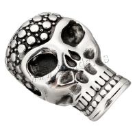 Rustfrit stål Lædersnøre Lås, Stainless Steel, Skull, sværte, 18x29x14mm, Indvendig diameter:Ca. 8.5, 10mm, 10pc'er/Lot, Solgt af Lot