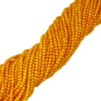 Abalorios de Coral, Coral natural, Esférico, Bricolaje, amarillo, 3mm, agujero:aproximado 0.5mm, longitud aproximado 16 Inch, 10Strandsfilamento/Grupo, aproximado 151PCs/Sarta, Vendido por Grupo