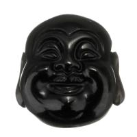 Sort obsidian perler, Buddha, Carved, sort, 19x20x13mm, Hole:Ca. 2.5mm, Solgt af PC