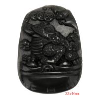 Black Obsidian Přívěsky, Vytesaný, černý, 33x46x10mm, Otvor:Cca 1mm, Prodáno By PC