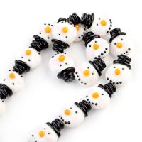 Raffineret Lampwork perler, Snowman, udskrivning, du kan DIY, hvid, 20x27mm, Hole:Ca. 1.5mm, 10pc'er/Bag, Solgt af Bag