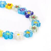 Millefiori Slice lampwork perle, Šljiva cvijet, tiskanje, možete DIY, više boja za izbor, Rupa:Približno 1mm, Dužina 38 cm, Prodano By Torba