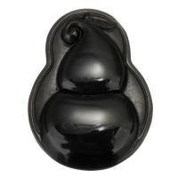 Musta Obsidian Riipukset, Carved, musta, 35x47x12mm, Reikä:N. 1mm, Myymät PC