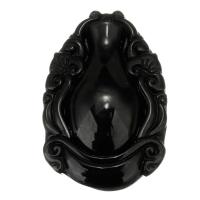 Musta Obsidian Riipukset, Carved, musta, 31x47x14mm, Reikä:N. 1mm, Myymät PC