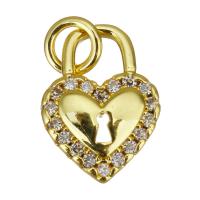 Cubic Zirconia Micro Pave Brass Pendant Lock gold color plated micro pave cubic zirconia Approx 2.5mm Sold By Lot