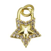 Cubic Zirconia Micro Pave Brass Pendant Star gold color plated micro pave cubic zirconia Approx 2.5mm Sold By Lot