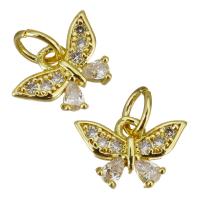 Cubic Zirconia Micro Pave Brass Pendant Butterfly gold color plated micro pave cubic zirconia Approx 3.5mm Sold By Lot