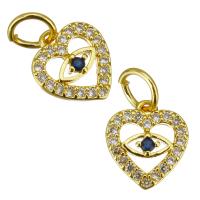 Cubic Zirconia Micro Pave Brass Pendant Heart gold color plated micro pave cubic zirconia & hollow Approx 3.5mm Sold By Lot