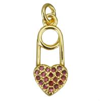 Cubic Zirconia Micro Pave Brass Pendant Heart gold color plated micro pave cubic zirconia Approx 2.5mm Sold By Lot