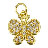 Cubic Zirconia Micro Pave Brass Pendant Butterfly gold color plated micro pave cubic zirconia Approx 3.5mm Sold By Lot