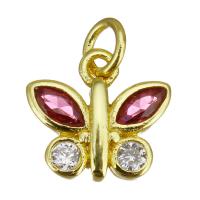 Cubic Zirconia Micro Pave Brass Pendant Butterfly gold color plated micro pave cubic zirconia Approx 2.5mm Sold By Lot