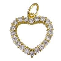 Cubic Zirconia Micro Pave Brass Pendant Heart gold color plated micro pave cubic zirconia & hollow Approx 3.5mm Sold By Lot