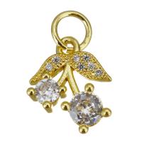 Cubic Zirconia Micro Pave Brass Pendant Flower gold color plated micro pave cubic zirconia Approx 3.5mm Sold By Lot