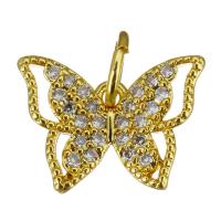 Cubic Zirconia Micro Pave Brass Pendant Butterfly gold color plated micro pave cubic zirconia & hollow Approx 3.5mm Sold By Lot