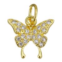 Cubic Zirconia Micro Pave Brass Pendant Butterfly gold color plated micro pave cubic zirconia Approx 3.5mm Sold By Lot