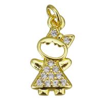 Cubic Zirconia Micro Pave Brass Pendant Girl gold color plated micro pave cubic zirconia & hollow Approx 2.5mm Sold By Lot