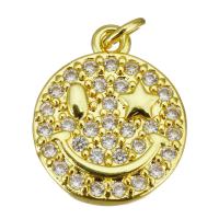 Cubic Zirconia Micro Pave Brass Pendant Flat Round gold color plated micro pave cubic zirconia Approx 2.5mm Sold By Lot