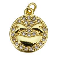 Cubic Zirconia Micro Pave Brass Pendant Flat Round gold color plated micro pave cubic zirconia Approx 2.5mm Sold By Lot