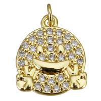 Cubic Zirconia Micro Pave Brass Pendant Flat Round gold color plated micro pave cubic zirconia Approx 2.5mm Sold By Lot