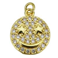 Cubic Zirconia Micro Pave Brass Pendant Flat Round gold color plated micro pave cubic zirconia Approx 2.5mm Sold By Lot