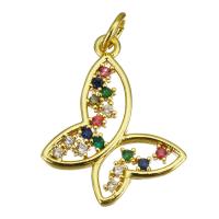 Cubic Zirconia Micro Pave Brass Pendant Butterfly gold color plated micro pave cubic zirconia & hollow Approx 3.5mm Sold By Lot