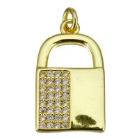 Cubic Zirconia Micro Pave Brass Pendant Lock gold color plated micro pave cubic zirconia Approx 2.5mm Sold By Lot