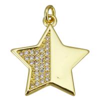 Kubik Zirkonium mikro bana Mässing hängande, Star, guldfärg pläterade, micro bana cubic zirconia, 18x19.50x2mm, Hål:Ca 2.5mm, 10PC/Lot, Säljs av Lot